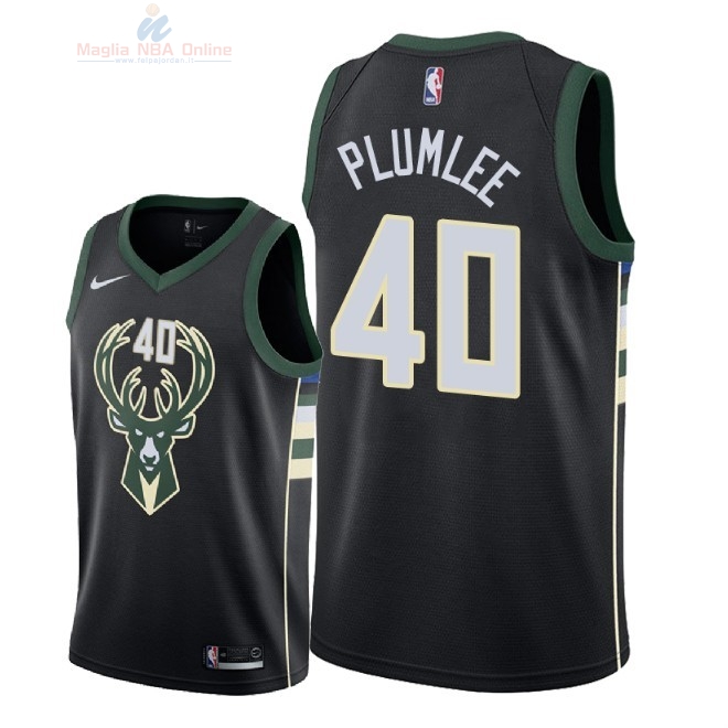 Acquista Maglia NBA Nike Milwaukee Bucks #40 Marshall Plumlee Nero Statement 2018