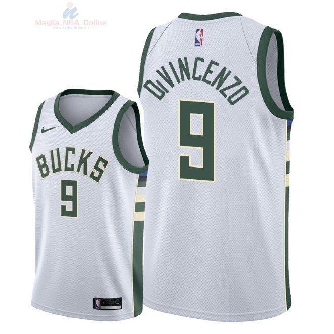 Acquista Maglia NBA Nike Milwaukee Bucks #9 Donte DiVincenzo Bianco Association 2018-19