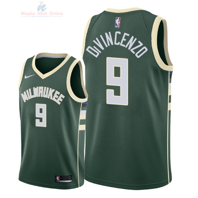 Acquista Maglia NBA Nike Milwaukee Bucks #9 Donte DiVincenzo Verde Icon 2018-19