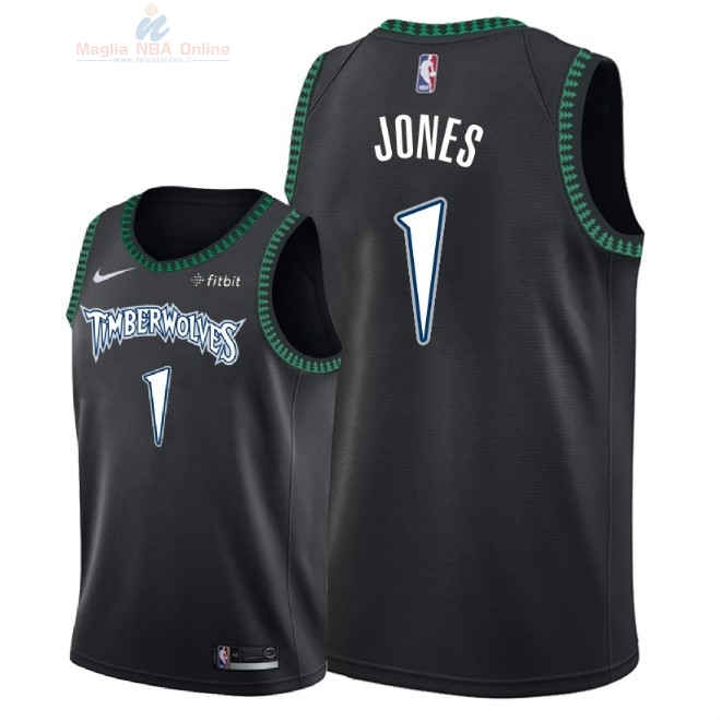 Acquista Maglia NBA Nike Minnesota Timberwolves #1 Tyus Jones Retro Nero 2018