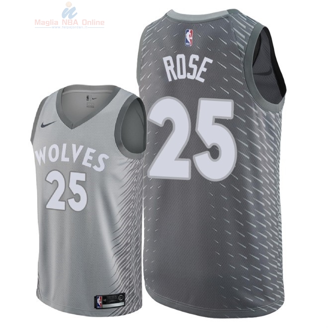 Acquista Maglia NBA Nike Minnesota Timberwolves #25 Derrick Rose Nike Grigio Città 2018