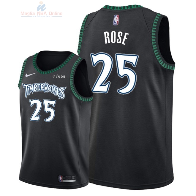 Acquista Maglia NBA Nike Minnesota Timberwolves #25 Derrick Rose Retro Nero 2018