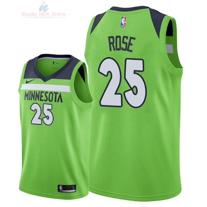 Acquista Maglia NBA Nike Minnesota Timberwolves #25 Derrick Rose Verde Statement 2018