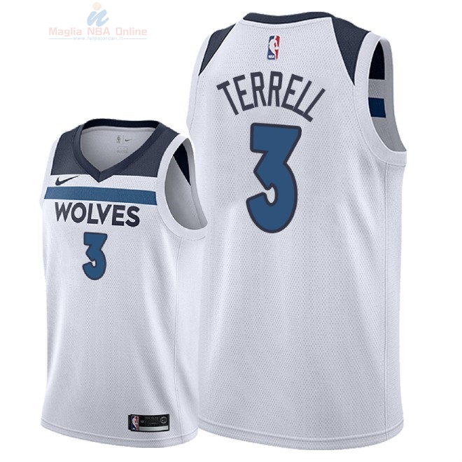 Acquista Maglia NBA Nike Minnesota Timberwolves #3 Jared Terrell Bianco Association 2018