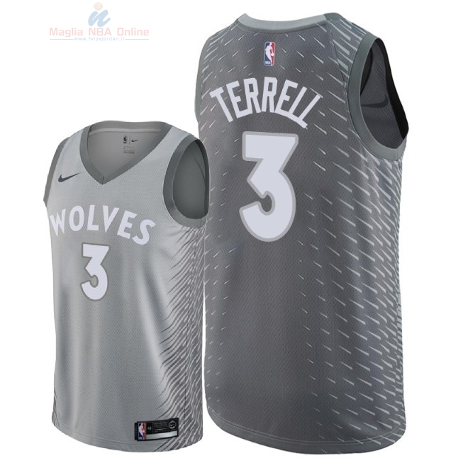 Acquista Maglia NBA Nike Minnesota Timberwolves #3 Jared Terrell Nike Grigio Città 2018