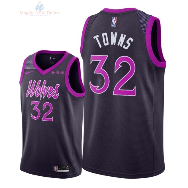 Acquista Maglia NBA Nike Minnesota Timberwolves #32 Karl Anthony Towns Porpora Città 2018-19