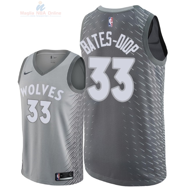 Acquista Maglia NBA Nike Minnesota Timberwolves #33 Keita Bates Diop Nike Grigio Città 2018