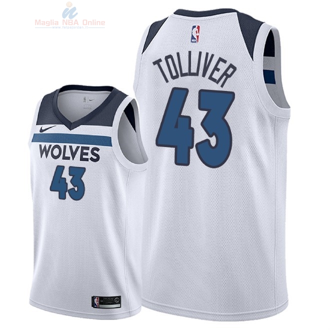 Acquista Maglia NBA Nike Minnesota Timberwolves #43 Anthony Tolliver Bianco Association 2018