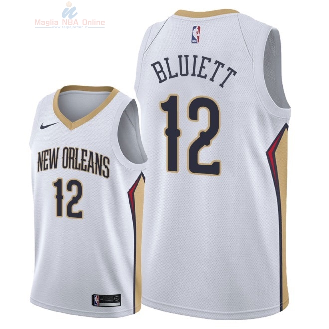 Acquista Maglia NBA Nike New Orleans Pelicans #12 Trevon Bluiett Bianco Association 2018