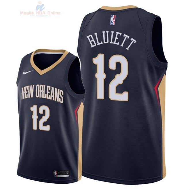 Acquista Maglia NBA Nike New Orleans Pelicans #12 Trevon Bluiett Marino Icon 2018