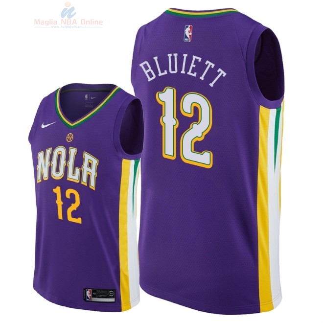 Acquista Maglia NBA Nike New Orleans Pelicans #12 Trevon Bluiett Nike Porpora Città 2018