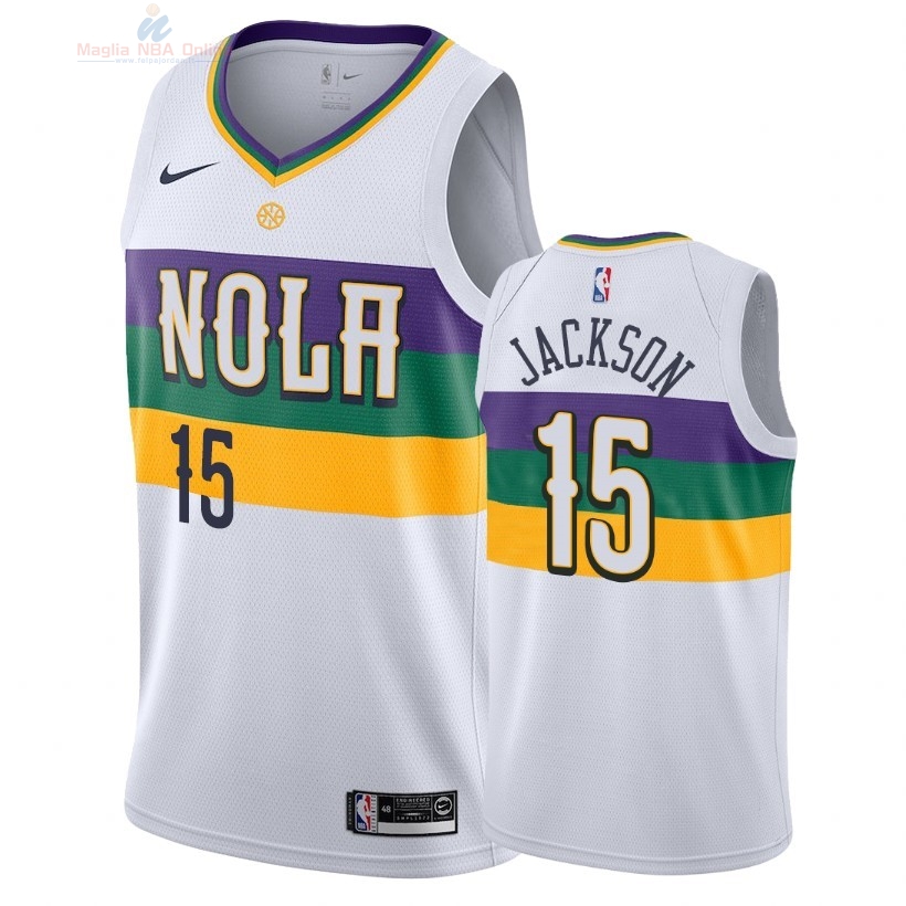 Acquista Maglia NBA Nike New Orleans Pelicans #15 Frank Jackson Nike Bianco Città 2018-19