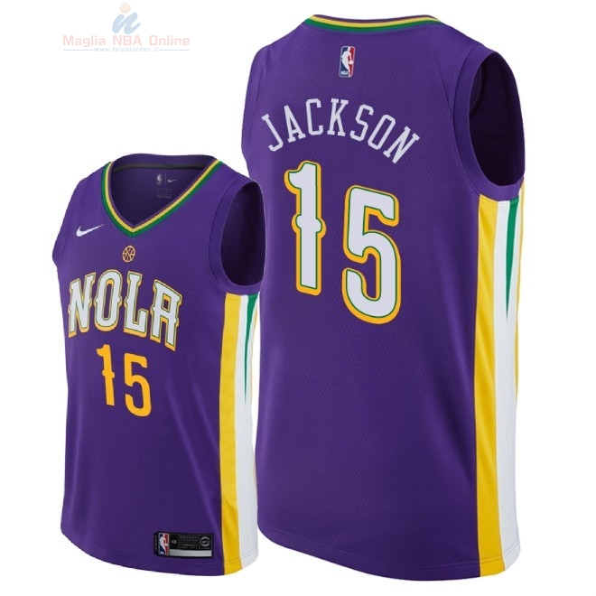 Acquista Maglia NBA Nike New Orleans Pelicans #15 Frank Jackson Nike Porpora Città 2018