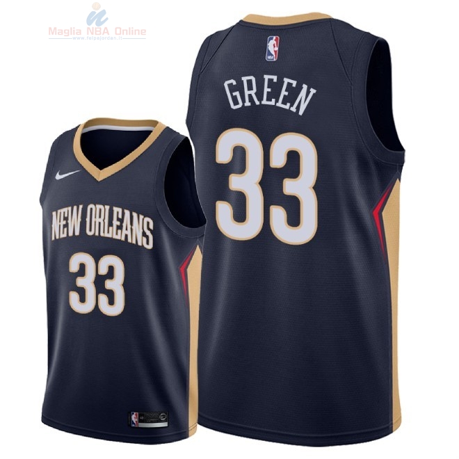 Acquista Maglia NBA Nike New Orleans Pelicans #33 Garlon Green Marino Icon 2018