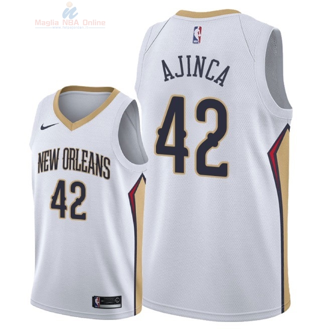 Acquista Maglia NBA Nike New Orleans Pelicans #42 Alexis Ajinca Bianco Association 2018