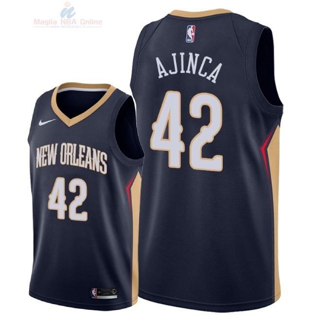 Acquista Maglia NBA Nike New Orleans Pelicans #42 Alexis Ajinca Marino Icon 2018
