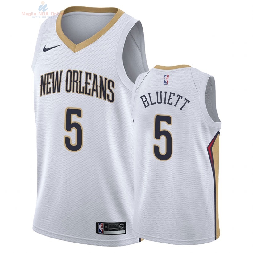 Acquista Maglia NBA Nike New Orleans Pelicans #5 Trevon Bluiett Bianco Association 2018