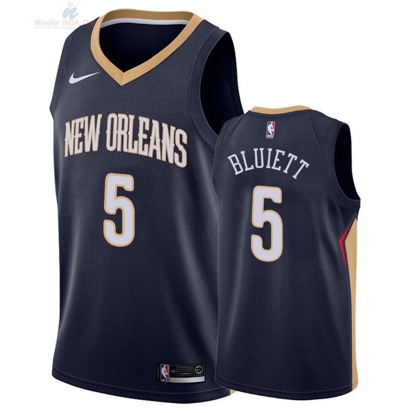 Acquista Maglia NBA Nike New Orleans Pelicans #5 Trevon Bluiett Marino Icon 2018
