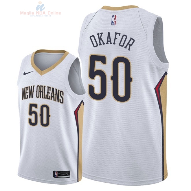 Acquista Maglia NBA Nike New Orleans Pelicans #50 Emeka Okafor Bianco Association 2018
