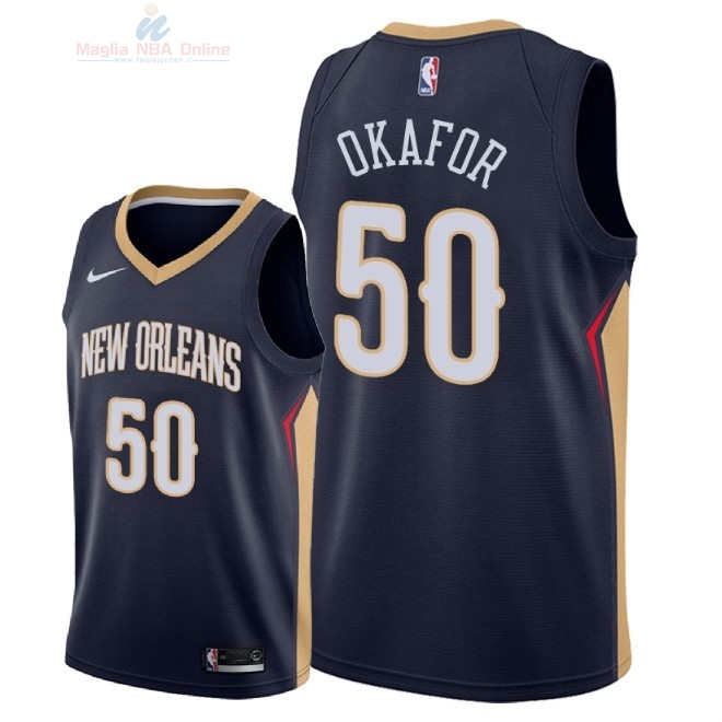 Acquista Maglia NBA Nike New Orleans Pelicans #50 Emeka Okafor Marino Icon 2018