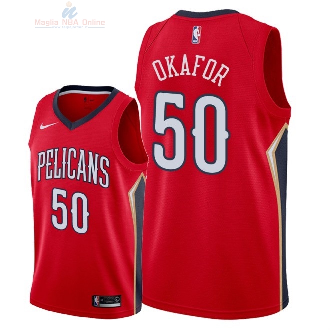 Acquista Maglia NBA Nike New Orleans Pelicans #50 Emeka Okafor Rosso Statement 2018