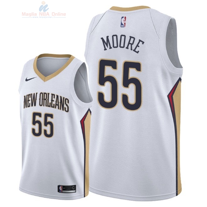 Acquista Maglia NBA Nike New Orleans Pelicans #55 E'Twaun Moore Bianco Association 2018