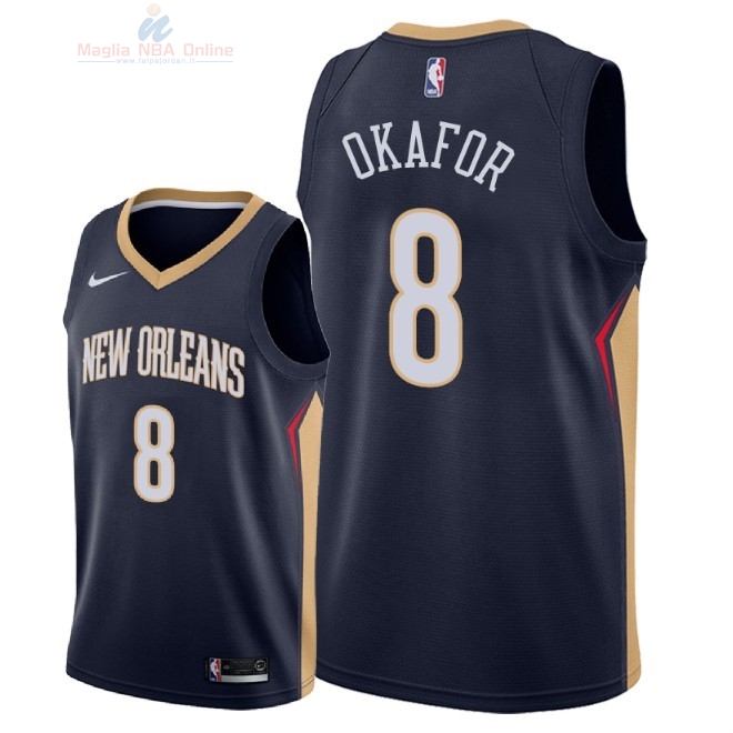 Acquista Maglia NBA Nike New Orleans Pelicans #8 Jahlil Okafor Marino Icon 2018