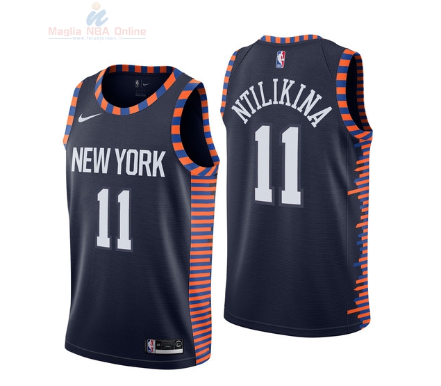 Acquista Maglia NBA Nike New York Knicks #11 Frank Ntilikin Nike Marino Città 2018-19