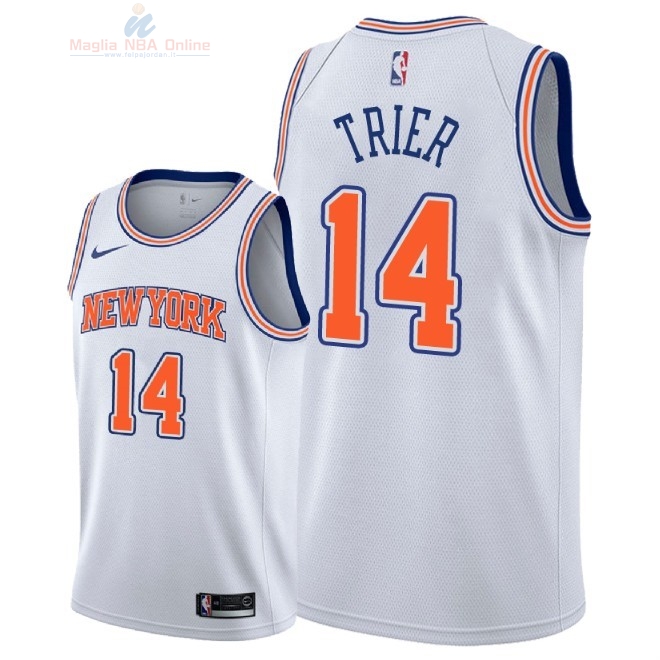 Acquista Maglia NBA Nike New York Knicks #14 Allonzo Trier Bianco Statement 2018