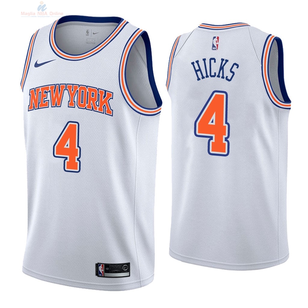 Acquista Maglia NBA Nike New York Knicks #4 Isaiah Hicks Bianco Statement 2018