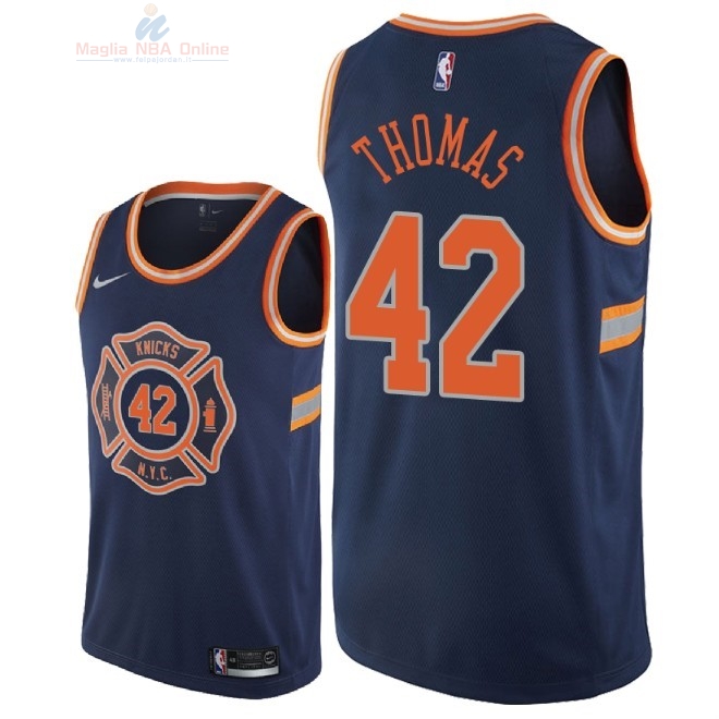 Acquista Maglia NBA Nike New York Knicks #42 Lance Thomas Nike Marino Città 2018