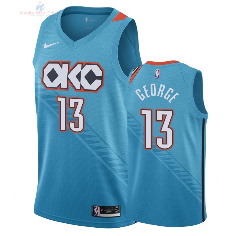 Acquista Maglia NBA Nike Oklahoma City Thunder #13 Paul George Nike Turchese Città 2018-19