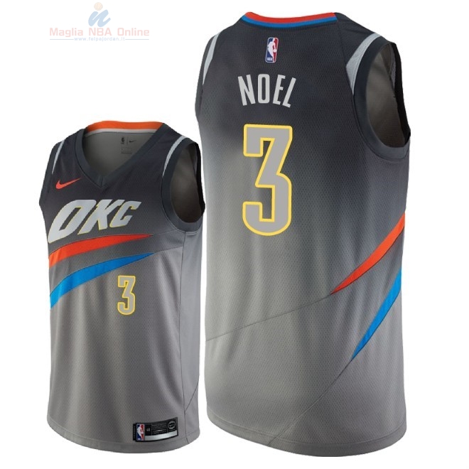 Acquista Maglia NBA Nike Oklahoma City Thunder #3 Nerlens Noel Nike Grigio Città 2018