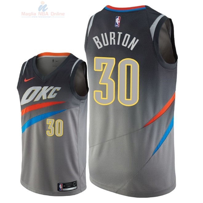 Acquista Maglia NBA Nike Oklahoma City Thunder #30 Deonte Burton Nike Grigio Città 2018