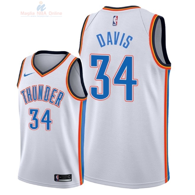 Acquista Maglia NBA Nike Oklahoma City Thunder #34 Tyler Davis Bianco Association 2018