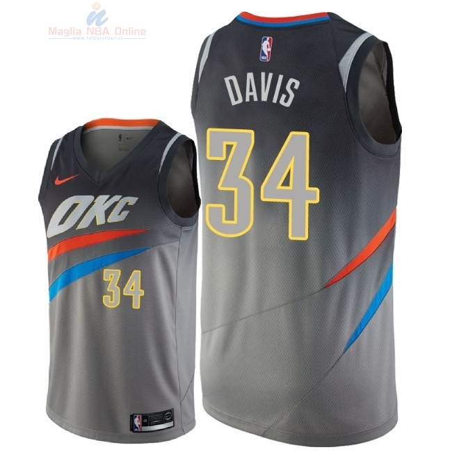 Acquista Maglia NBA Nike Oklahoma City Thunder #34 Tyler Davis Nike Grigio Città 2018