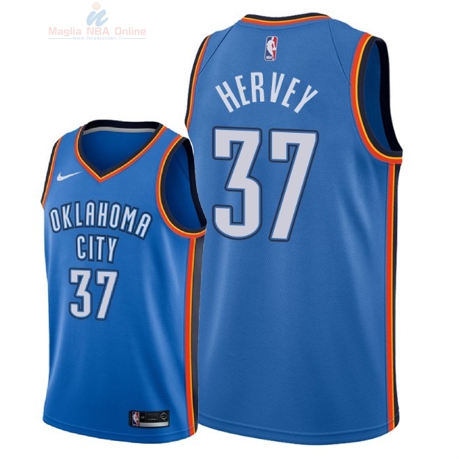 Acquista Maglia NBA Nike Oklahoma City Thunder #37 Kevin Hervey Blu Icon 2018