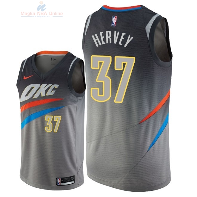 Acquista Maglia NBA Nike Oklahoma City Thunder #37 Kevin Hervey Nike Grigio Città 2018