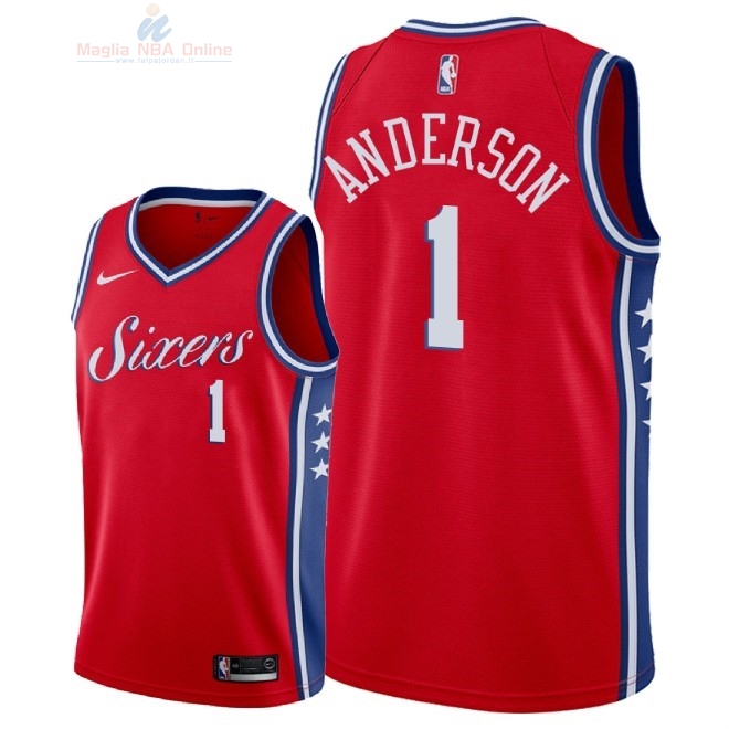 Acquista Maglia NBA Nike Philadelphia Sixers #1 Justin Anderson Rosso Statement 2018