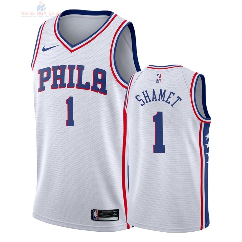 Acquista Maglia NBA Nike Philadelphia Sixers #1 Landry Shamet Bianco Association 2018