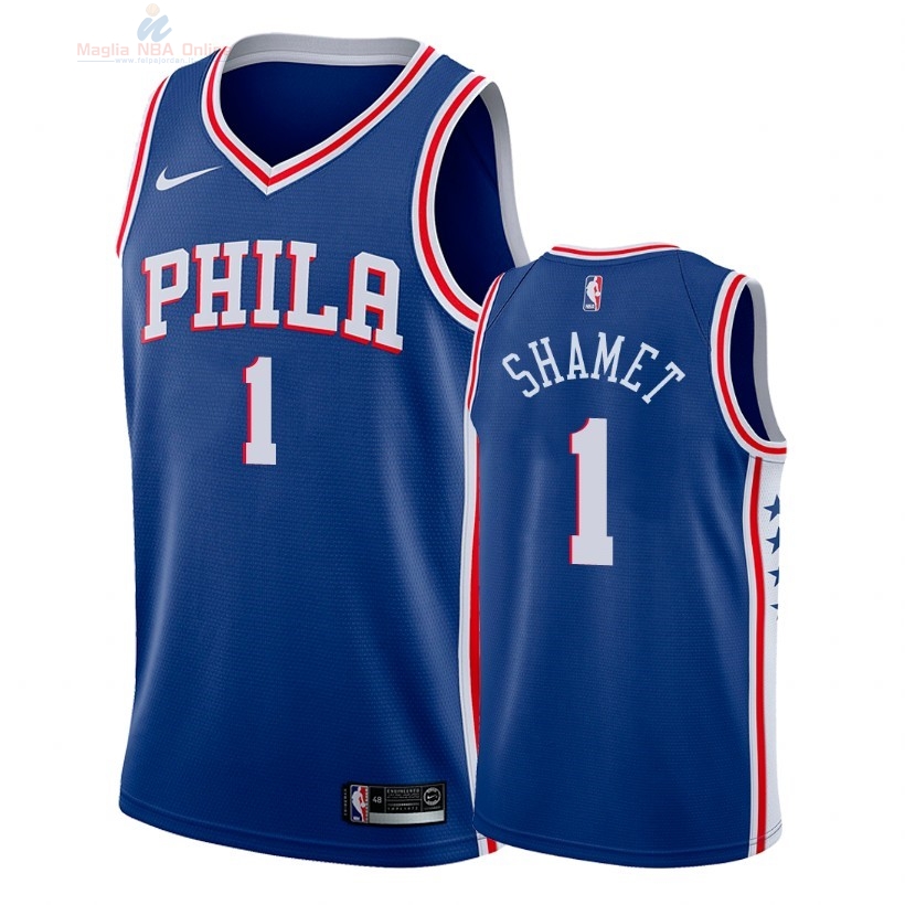 Acquista Maglia NBA Nike Philadelphia Sixers #1 Landry Shamet Blu Icon 2018