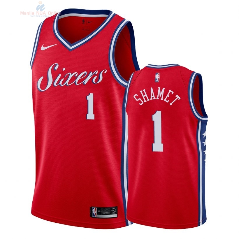 Acquista Maglia NBA Nike Philadelphia Sixers #1 Landry Shamet Rosso Statement 2018