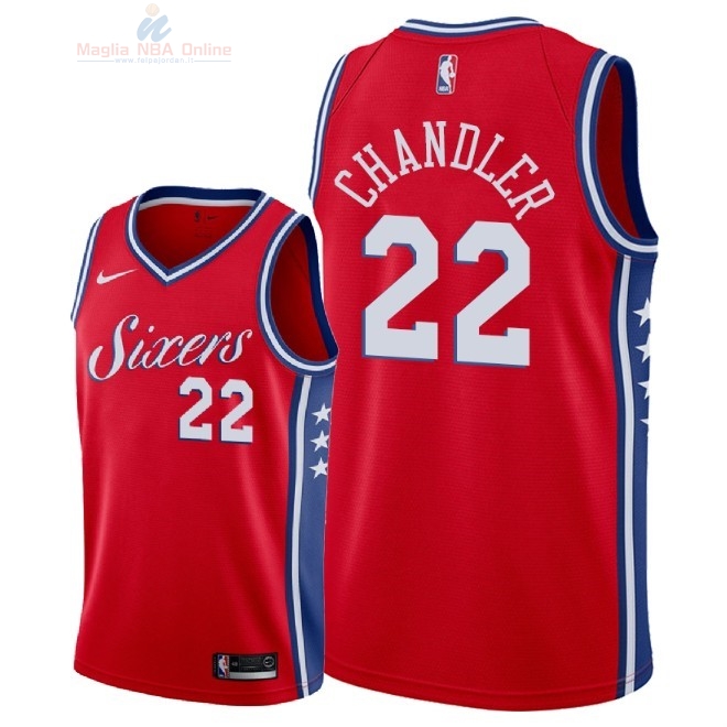 Acquista Maglia NBA Nike Philadelphia Sixers #22 Wilson Chandler Rosso Statement 2018