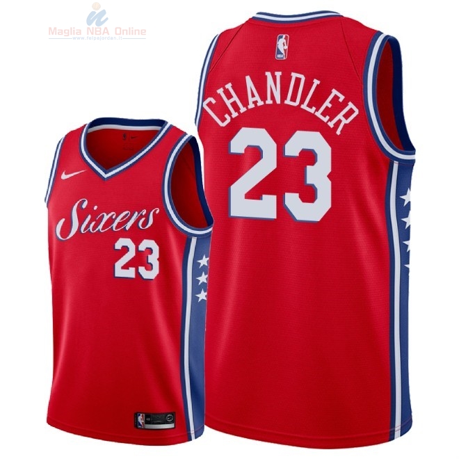 Acquista Maglia NBA Nike Philadelphia Sixers #23 Wilson Chandler Rosso Statement 2018