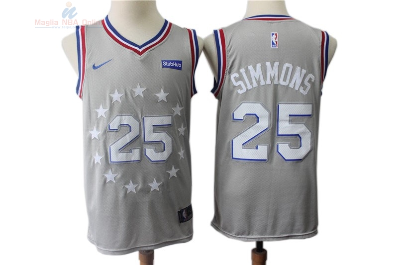 Acquista Maglia NBA Nike Philadelphia Sixers #25 Ben Simmon Grigio Città 2018-19