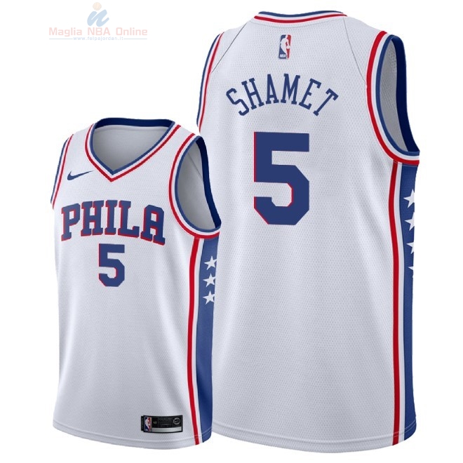 Acquista Maglia NBA Nike Philadelphia Sixers #5 Landry Shamet Bianco Association 2018