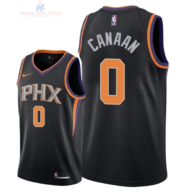 Acquista Maglia NBA Nike Phoenix Suns #0 Isaiah Canaan Nero Statement 2018