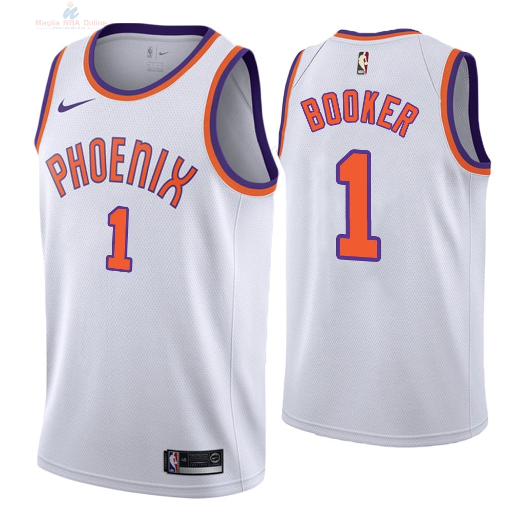 Acquista Maglia NBA Nike Phoenix Suns #1 Devin Booker Retro Bianco 2018