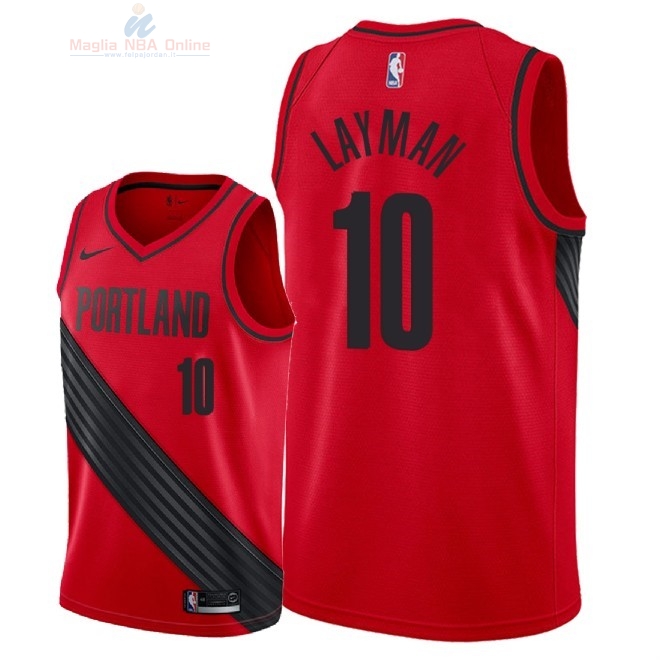 Acquista Maglia NBA Nike Portland Trail Blazers #10 Jake Layman Rosso Statement 2018