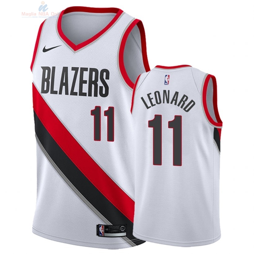 Acquista Maglia NBA Nike Portland Trail Blazers #11 Meyers Leonard Bianco Association 2018